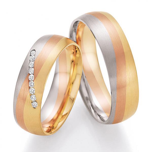 Nowotny-Collection Ruesch Trauringe Tricolour 66/44010-060 + 66/44020-060